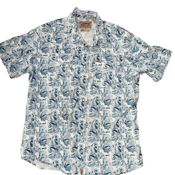 Rafter C Other - Rafter C Men's Blue Paisley Pearl Snap Short Sleeve Western Shirt